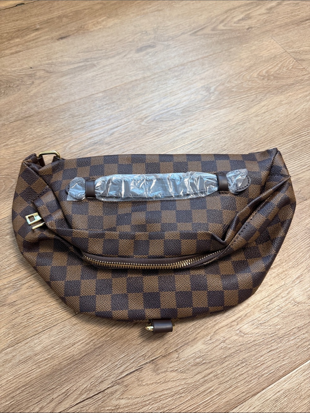 Pink Lily Brown Checkered Crossbody Bag